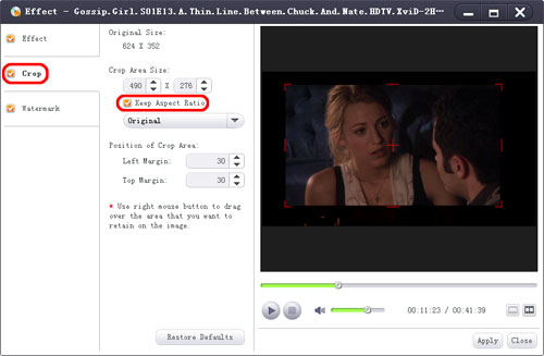 How to crop DVD image size