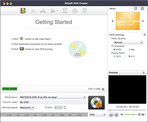 Xilisoft DVD Creator for Mac Screenshot