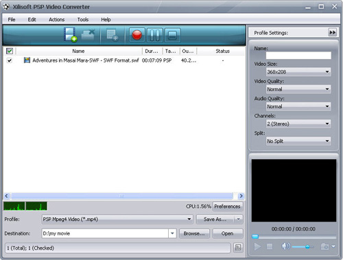 Convert SWF to PSP, PSP video converter