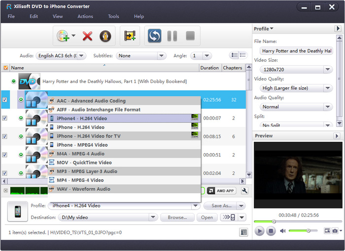 Xilisoft DVD to iPhone Converter - convert DVD to iPhone, convert DVD to iPhone