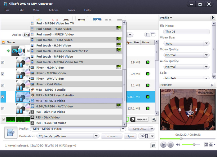 Xilisoft DVD to MP4 Converter - convert DVD to MP4, convert DVD to MPEG4